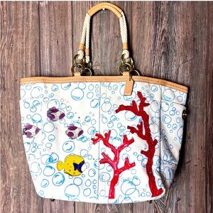 COACH - limited edition - bubble fish starfish sparkle tote